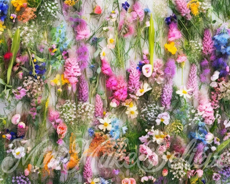 Kate Été coloré Fleurs Herbe Tapis de sol en Caoutchouc conçue par Mini MakeBelieve - Kate Backdrop FR