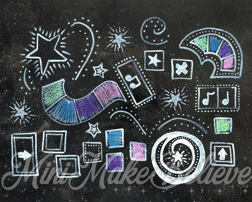 Kate Craie colorée Graffiti Noir Tapis de sol en Caoutchouc conçue par Mini MakeBelieve - Kate Backdrop FR