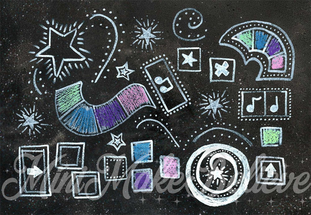 Kate Craie colorée Graffiti Noir Tapis de sol en Caoutchouc conçue par Mini MakeBelieve - Kate Backdrop FR