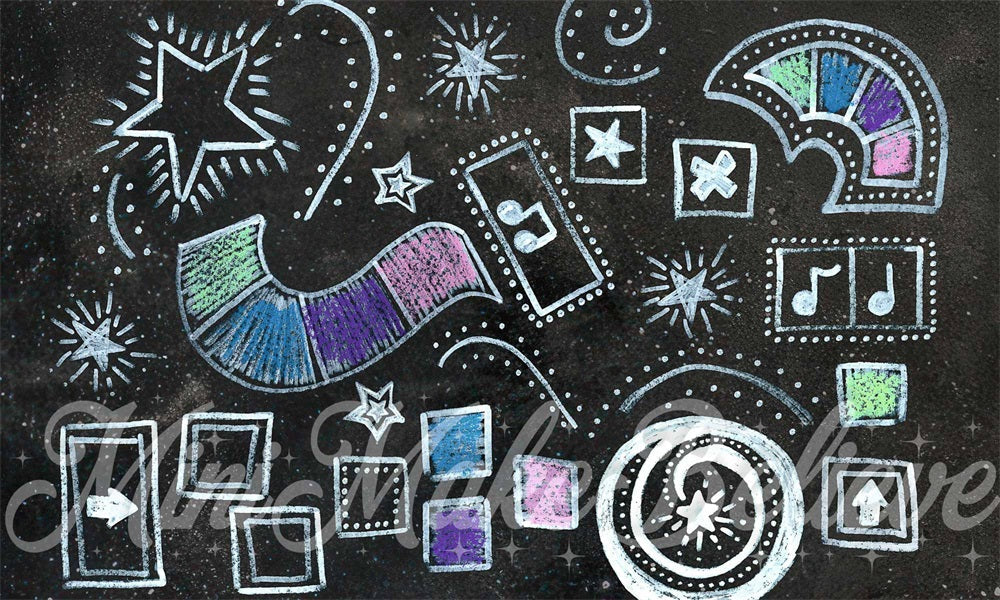 Kate Craie colorée Graffiti Noir Tapis de sol en Caoutchouc conçue par Mini MakeBelieve - Kate Backdrop FR