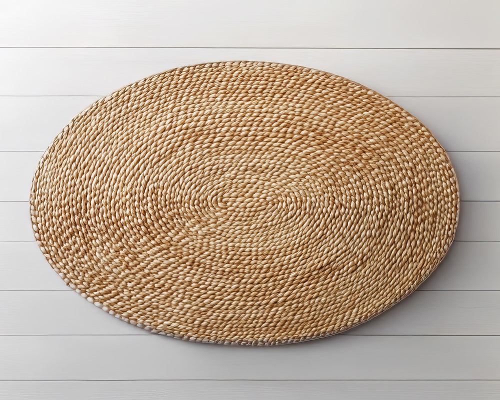 Kate Nouveau-né Tissé naturel Ovale Tapis de sol en Caoutchouc conçue par Mini MakeBelieve - Kate Backdrop FR