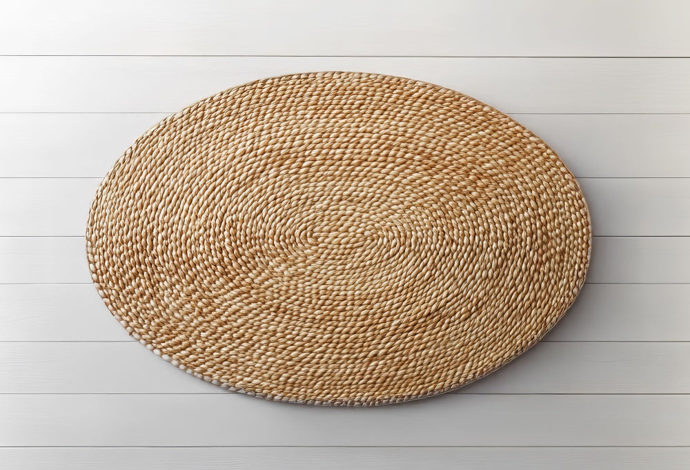 Kate Nouveau-né Tissé naturel Ovale Tapis de sol en Caoutchouc conçue par Mini MakeBelieve - Kate Backdrop FR