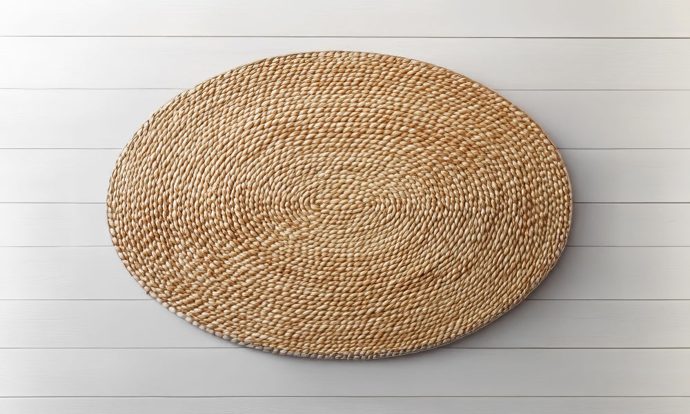 Kate Nouveau-né Tissé naturel Ovale Tapis de sol en Caoutchouc conçue par Mini MakeBelieve - Kate Backdrop FR