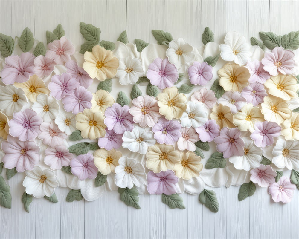 Kate Nouveau-né Fleurs Pastel Bois Tapis de sol en Caoutchouc conçue par Mini MakeBelieve - Kate Backdrop FR