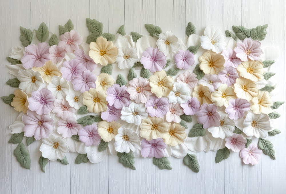 Kate Nouveau-né Fleurs Pastel Bois Tapis de sol en Caoutchouc conçue par Mini MakeBelieve - Kate Backdrop FR