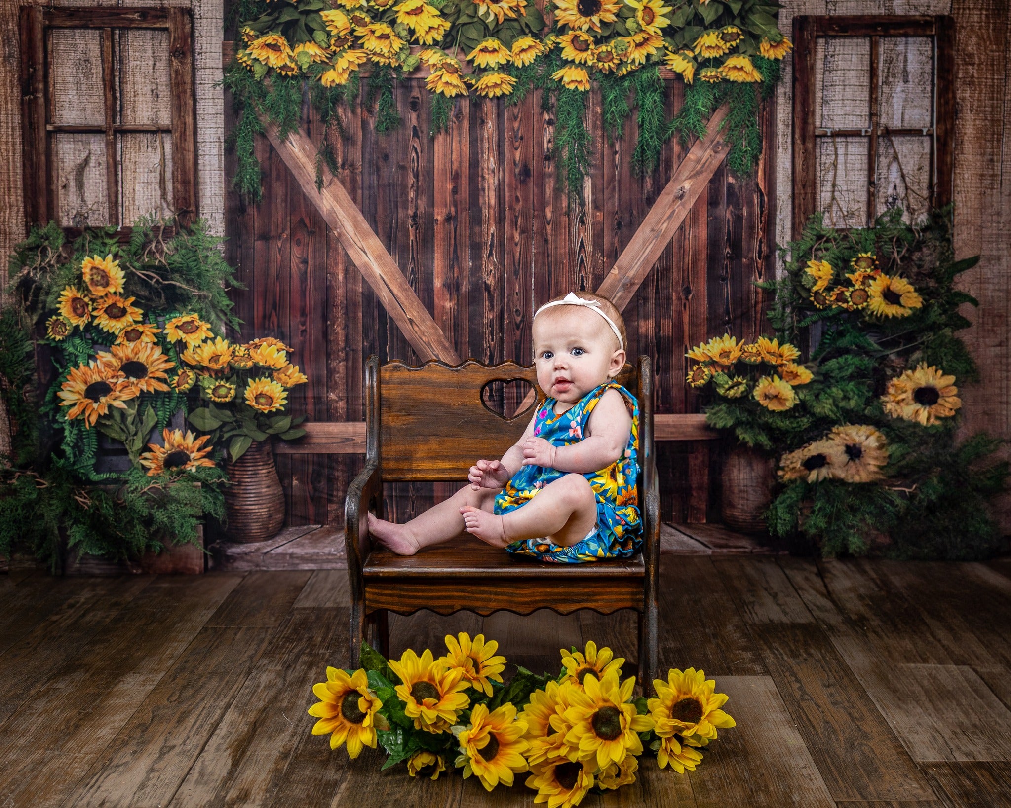 Kate Été Tournesols Porte en bois Toile de fond conçue par Emetselch - Kate Backdrop FR