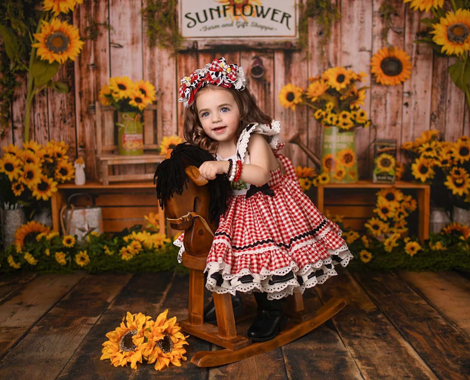 Kate Tournesol Mur Bois Automne Toile de fond pour la photographie - Kate Backdrop FR