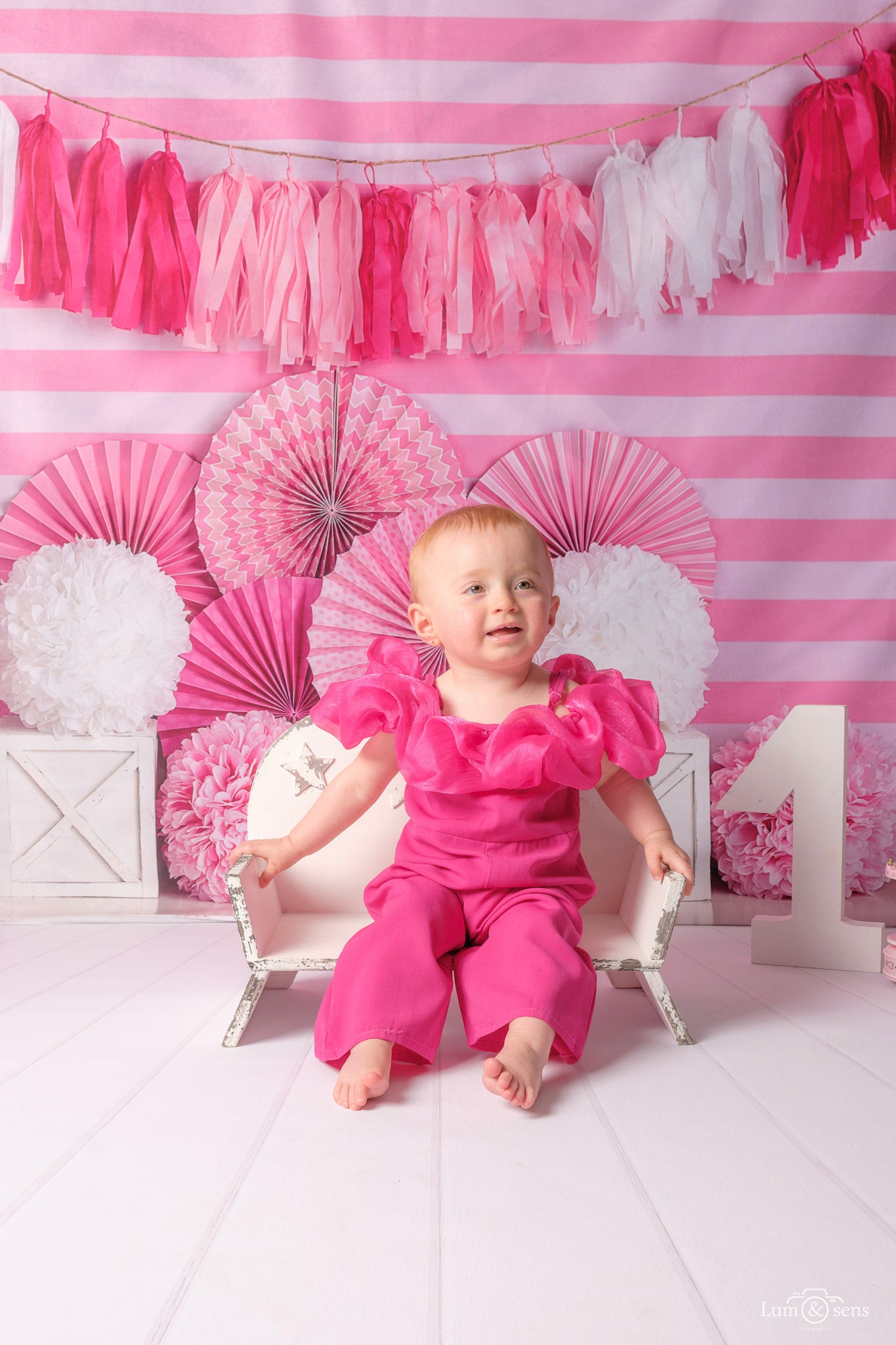 Kate Anniversaire Rayures Rose & Blanc Toile de fond conçu par Mandy Ringe - Kate Backdrop FR