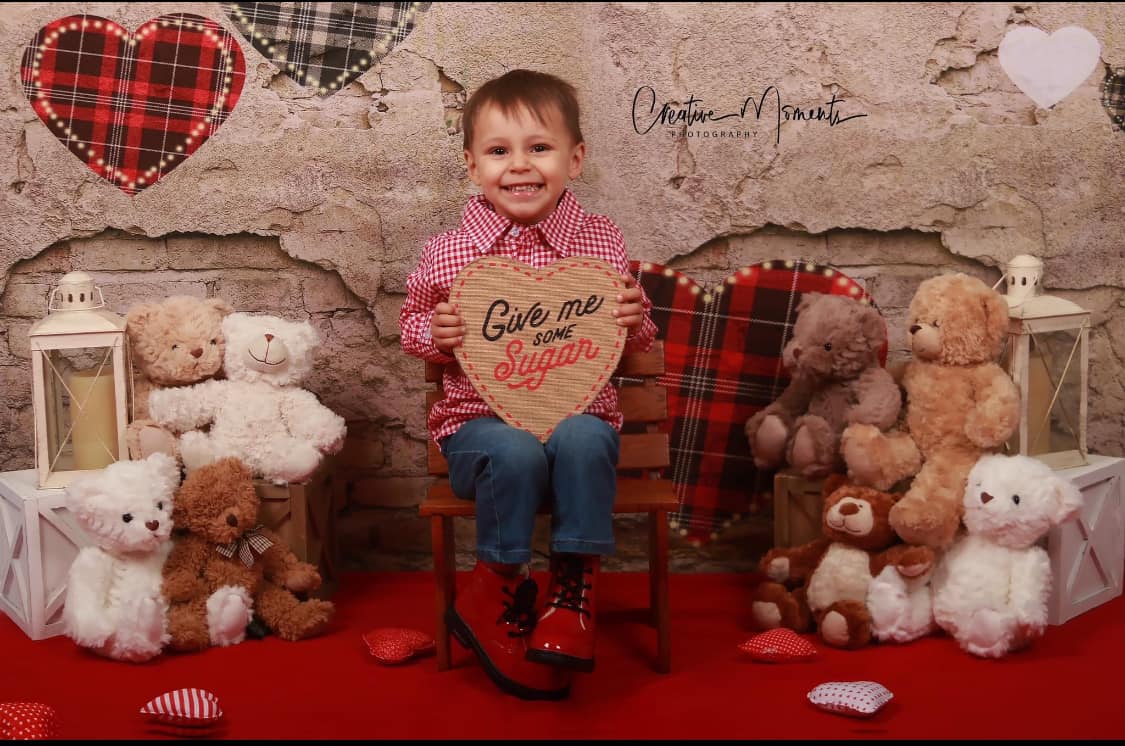 Kate Mur de briques Saint-Valentin Toile de fond conçue par Megan Leigh - Kate Backdrop FR