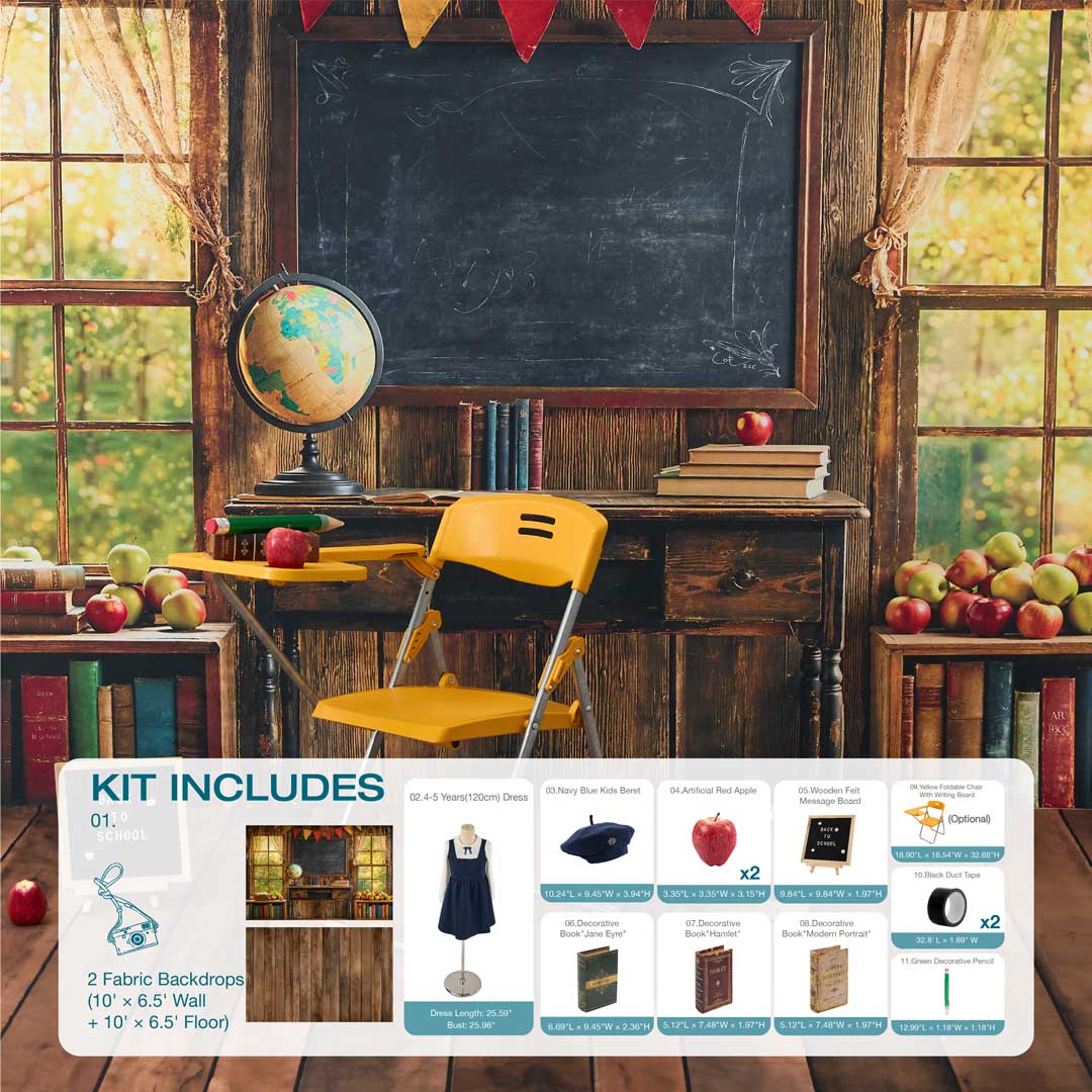 Kate Scolaire Tableau noir Fenêtre Globe Kit Photo - Kate Backdrop FR
