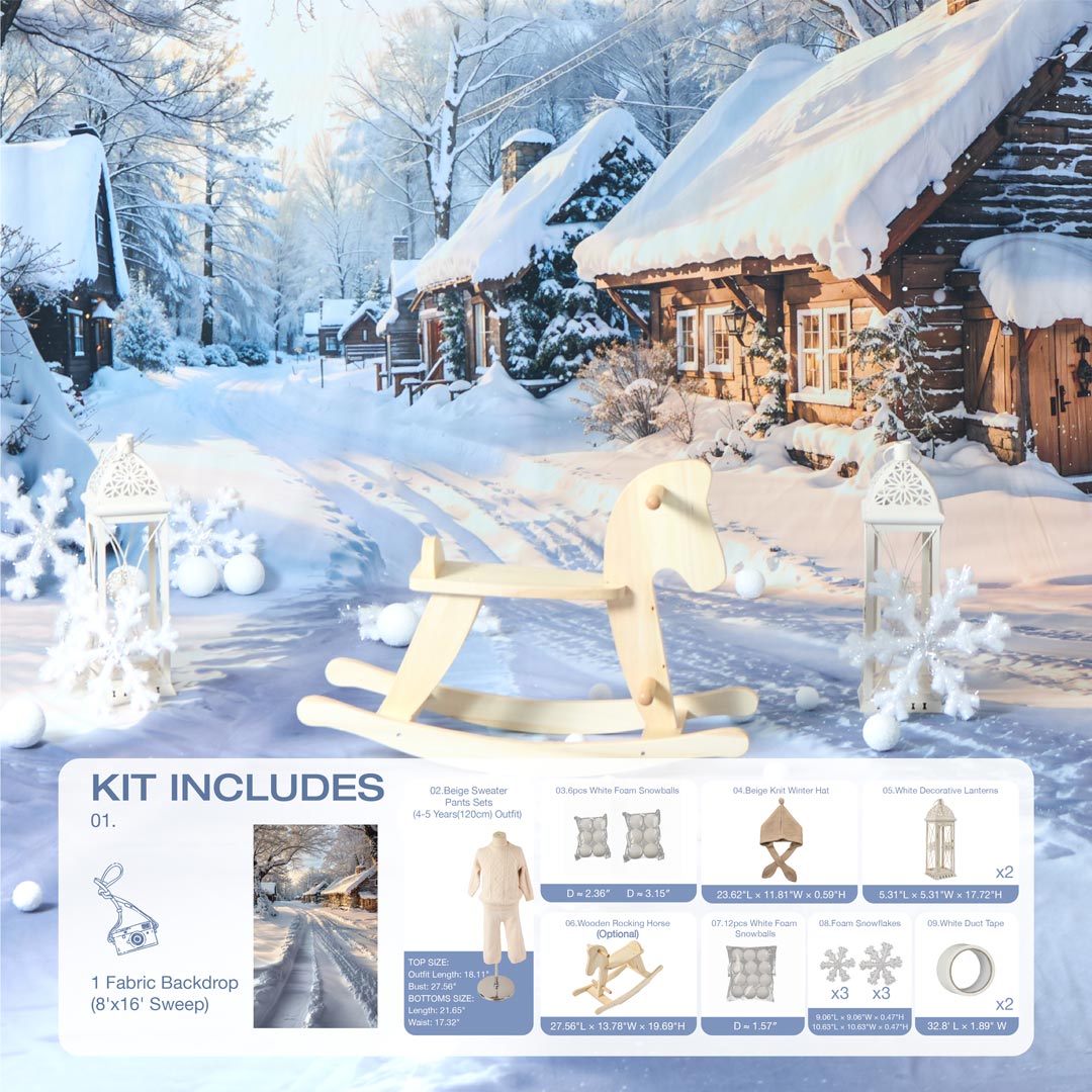 Kate Hiver Neige Maison Extérieur Kit Photo - Kate Backdrop FR
