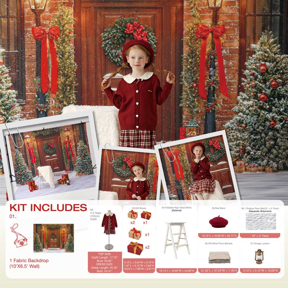 Kate Hiver Noël Lumière Rouge Porte en Bois Kit Photo