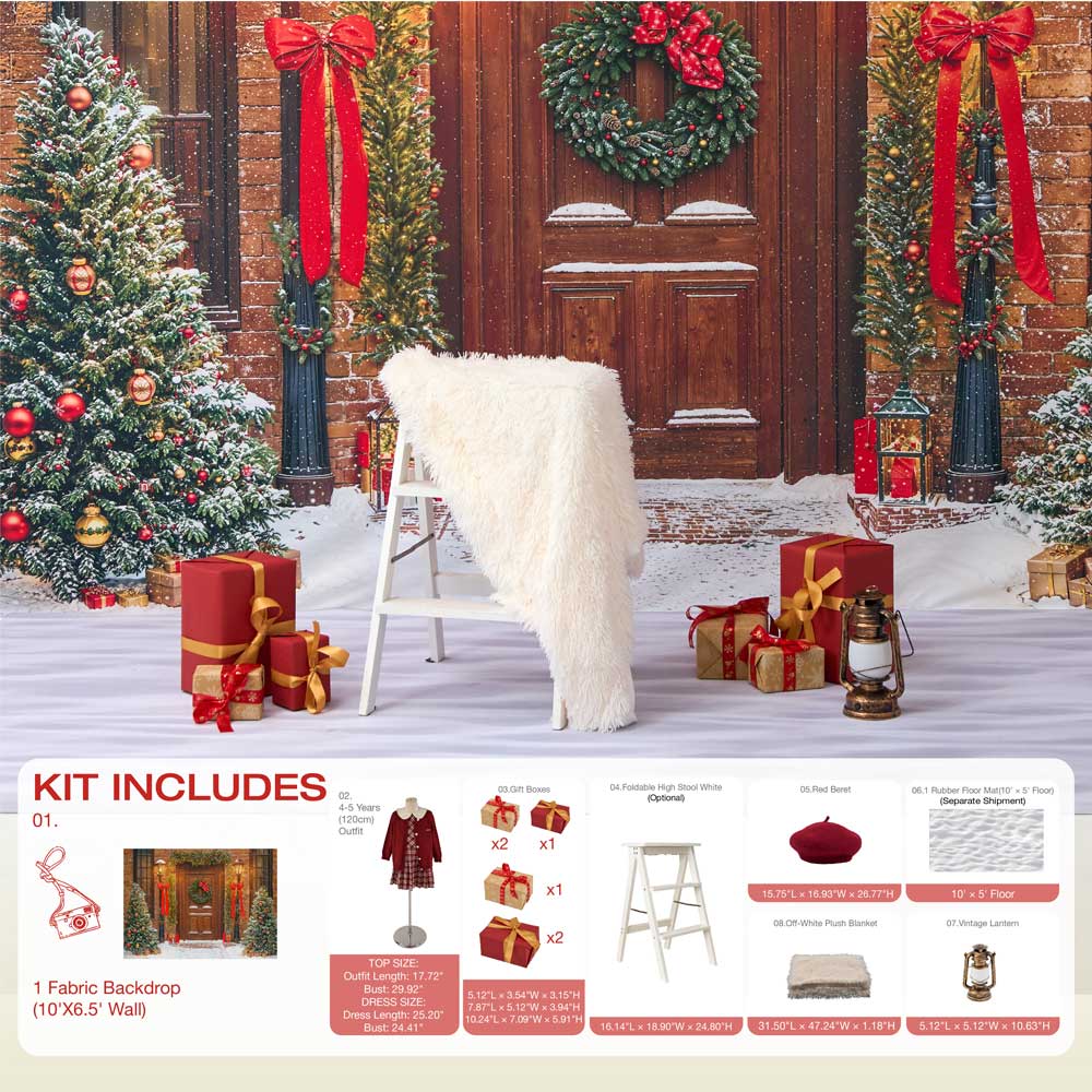 Kate Hiver Noël Lumière Rouge Porte en Bois Kit Photo