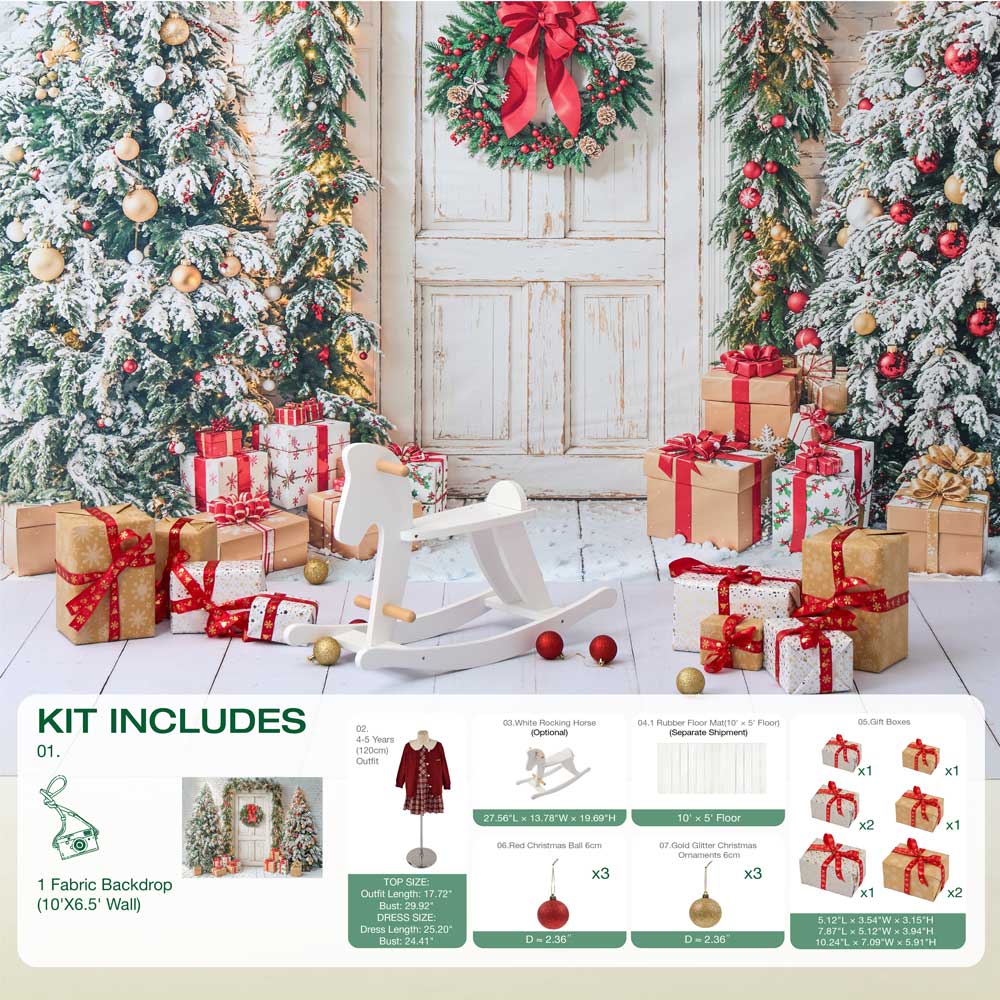Kate Hiver Porte en bois Noël Cadeaux Blanc Kit Photo