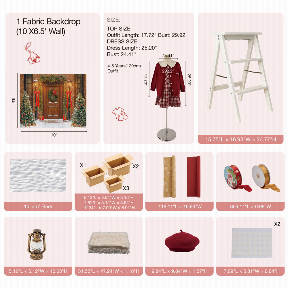 Kate Hiver Noël Lumière Rouge Porte en Bois Kit Photo