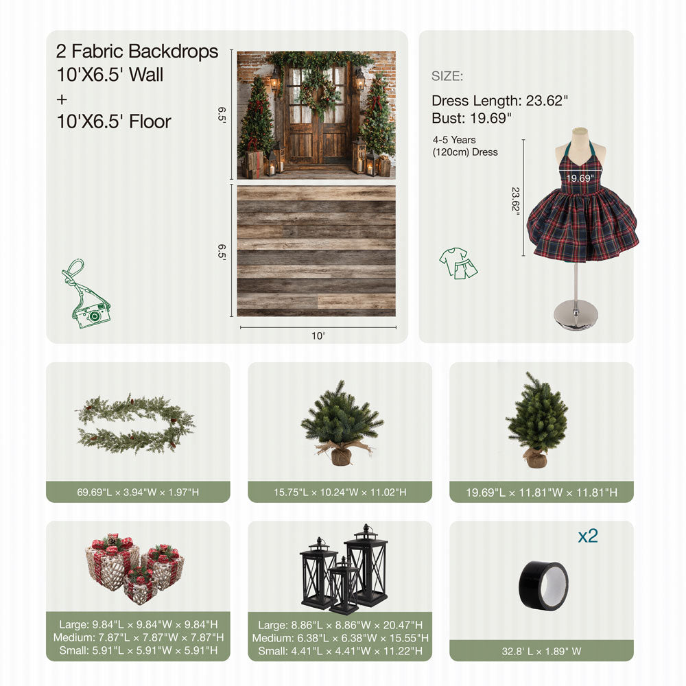 Kate Sapin de Noël Lanterne Porte en Bois Kit Photo - Kate Backdrop FR