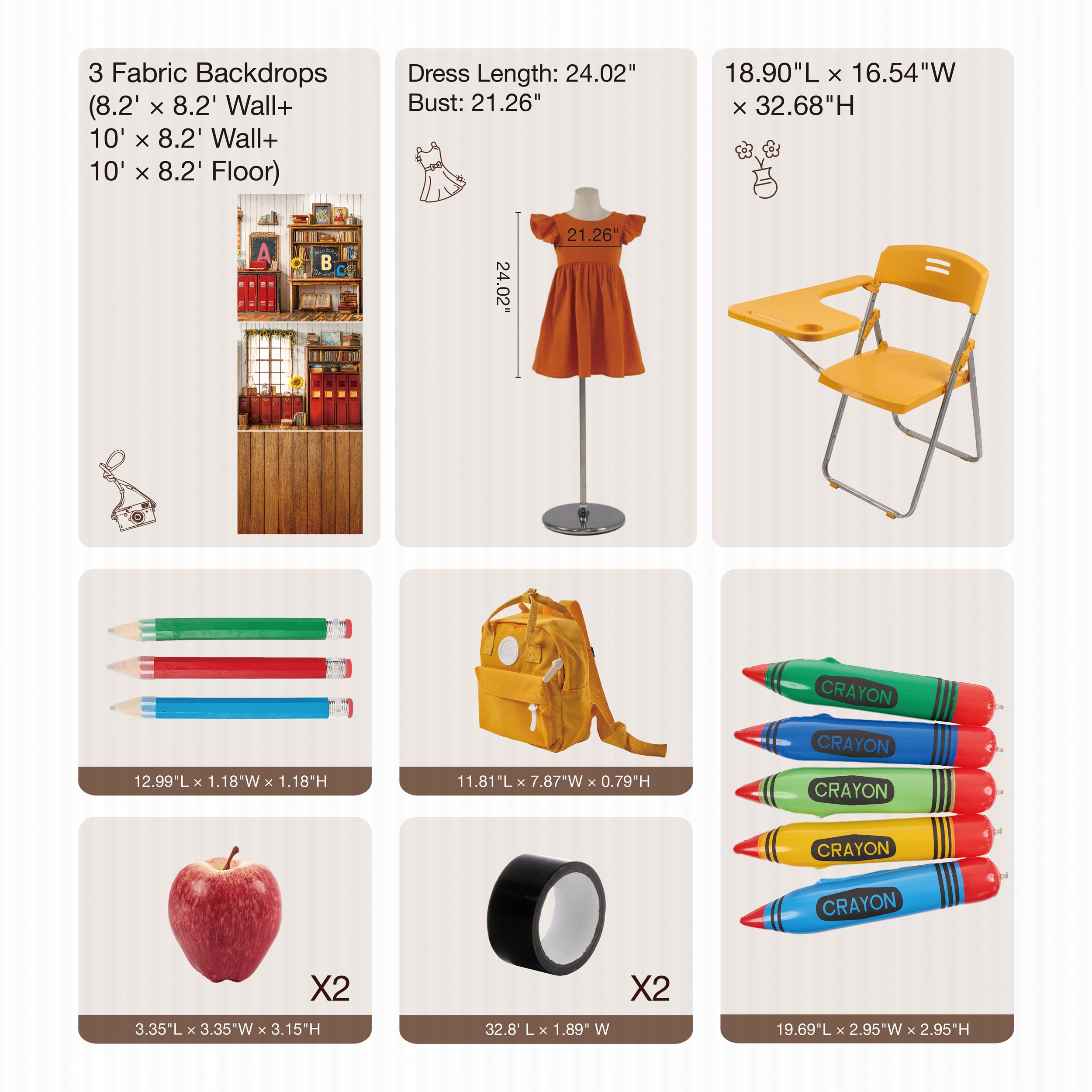 Kate Scolaire Salle de Classe Crayon Ensemble Kit Photo - Kate Backdrop FR
