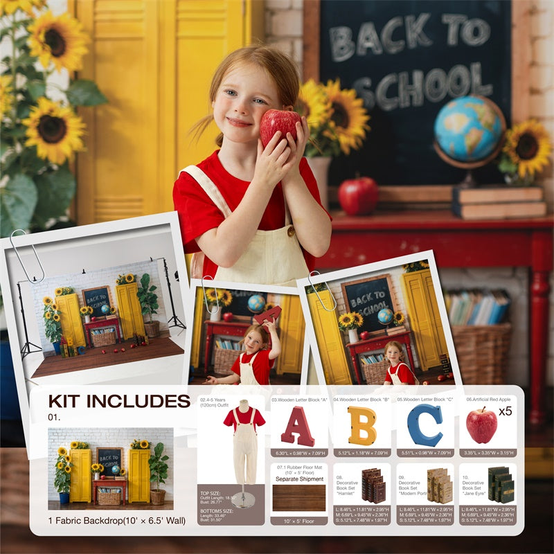 Kate Scolaire Tableau noir Tournesol ABC Kit Photo - Kate Backdrop FR