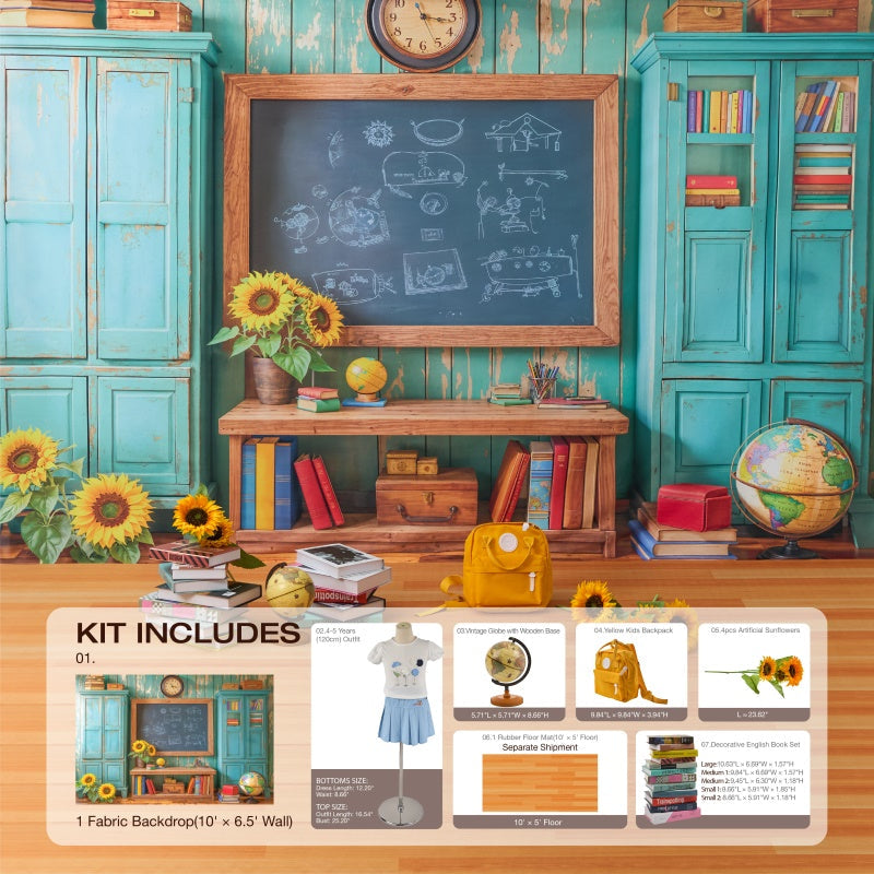 Kate Scolaire Tableau noir Livres Tournesol Kit Photo - Kate Backdrop FR