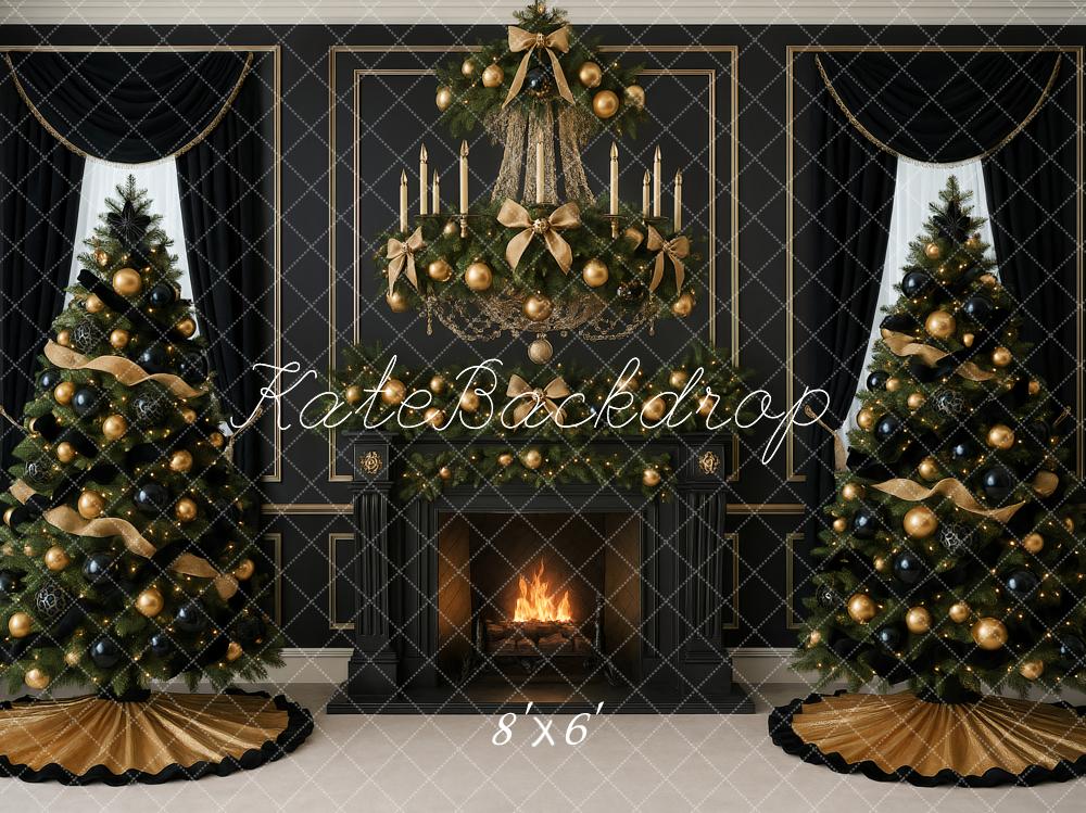 Kate Noël Sapins Cheminée Bougies Noir Toile de fond conçue par Ashley Paul