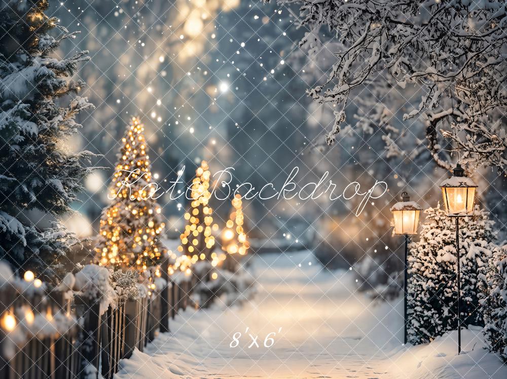Kate Hiver Chemin Lampadaires Neige Toile de fond conçue par Emetselch