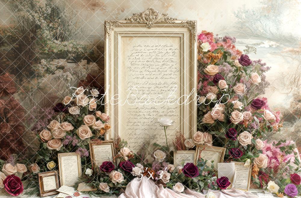 Kate Vintage Cadre Roses Lettres Toile de fond conçue par Mini MakeBelieve