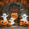 Kate Halloween Citrouilles Fantômes Feuilles Toile de fond conçue par Emetselch - Kate Backdrop FR