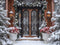 Kate Noël Porte Lanternes Sapins Neige Toile de fond conçue par Emetselch - Kate Backdrop FR