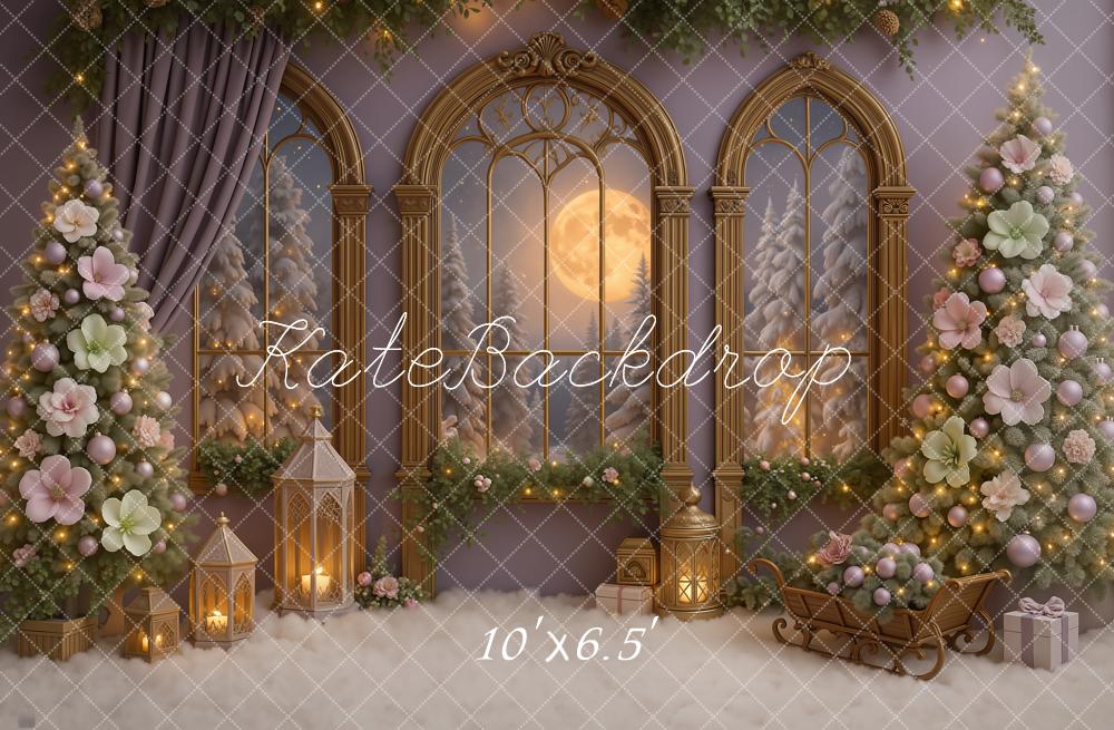 Kate Noël Arbres Fenêtres Lune Fleurs Toile de fond conçue par Ashley Paul