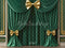 Kate Intérieur Rideaux Verts Nœuds Dorés Toile de fond conçue par Emetselch