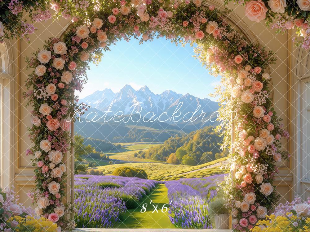 Kate Arc de Fleurs Vue Montagne Toile de fond conçue par Mini MakeBelieve