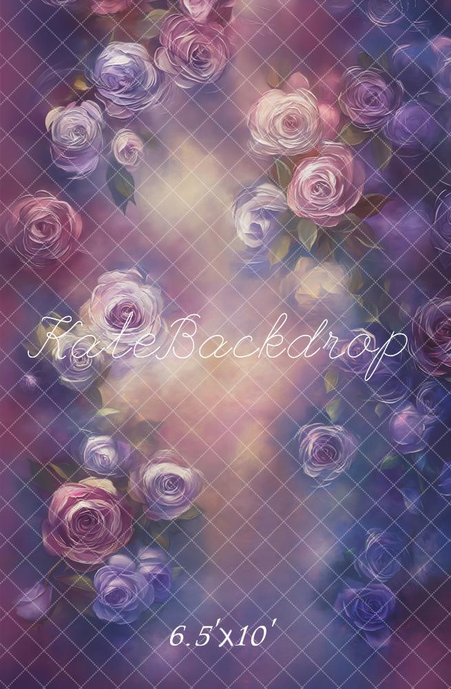 Kate Fleurs Roses Violet Portrait Toile de fond en Laine conçue par Emetselch - Kate Backdrop FR