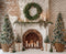 Kate Noël Cheminée Sapins Cadeaux Toile de fond en Laine conçue par Emetselch - Kate Backdrop FR