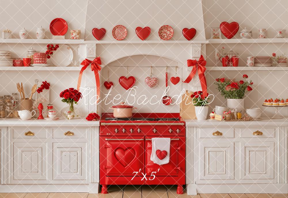 Kate Saint Valentin Cuisine Rouge Cœurs Toile de fond conçue par Emetselch