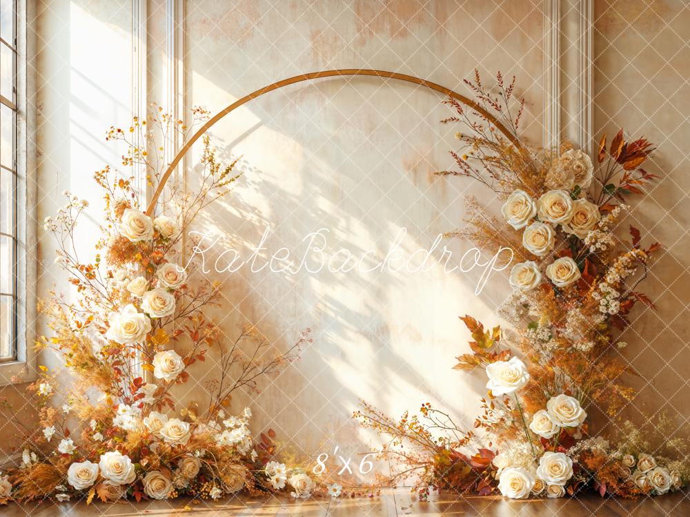 Kate Bohème Arche Fleurs Beige Lumière Toile de fond conçue par Emetselch