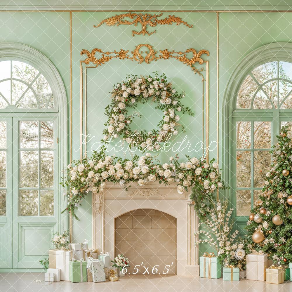 Kate Noël Cheminée Sapin Cadeaux Toile de fond conçue par Emetselch - Kate Backdrop FR