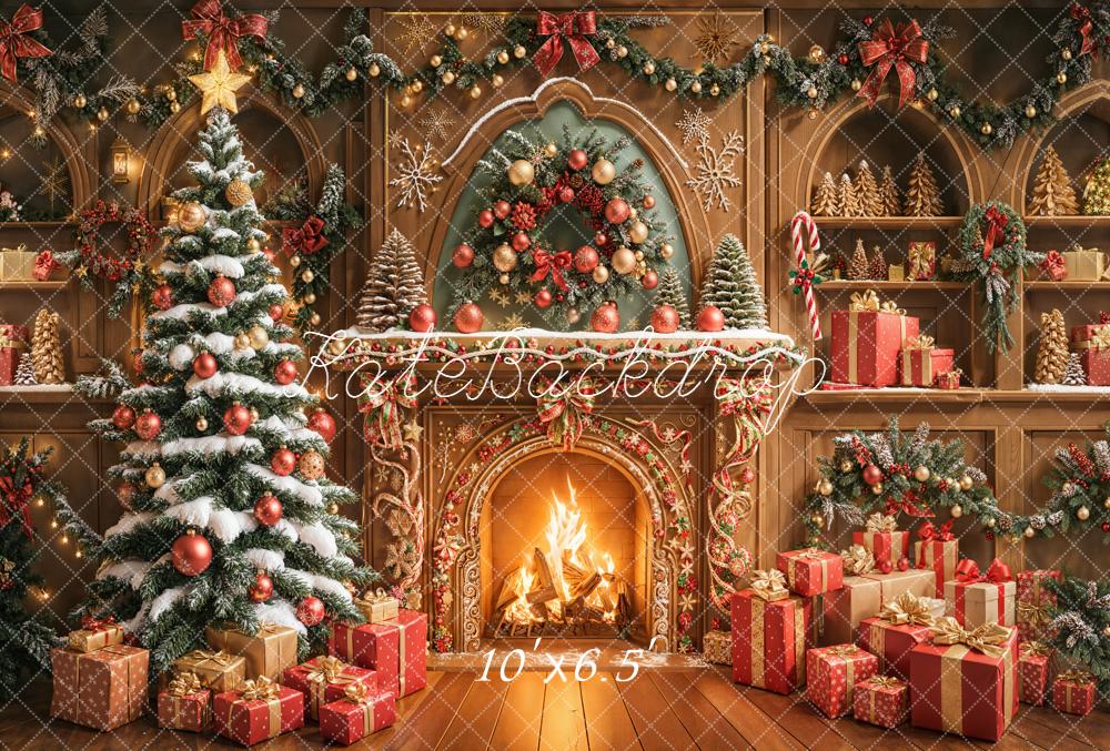 Kate Noël Sapin Cheminée Cadeaux Toile de fond en Laine conçue par Emetselch