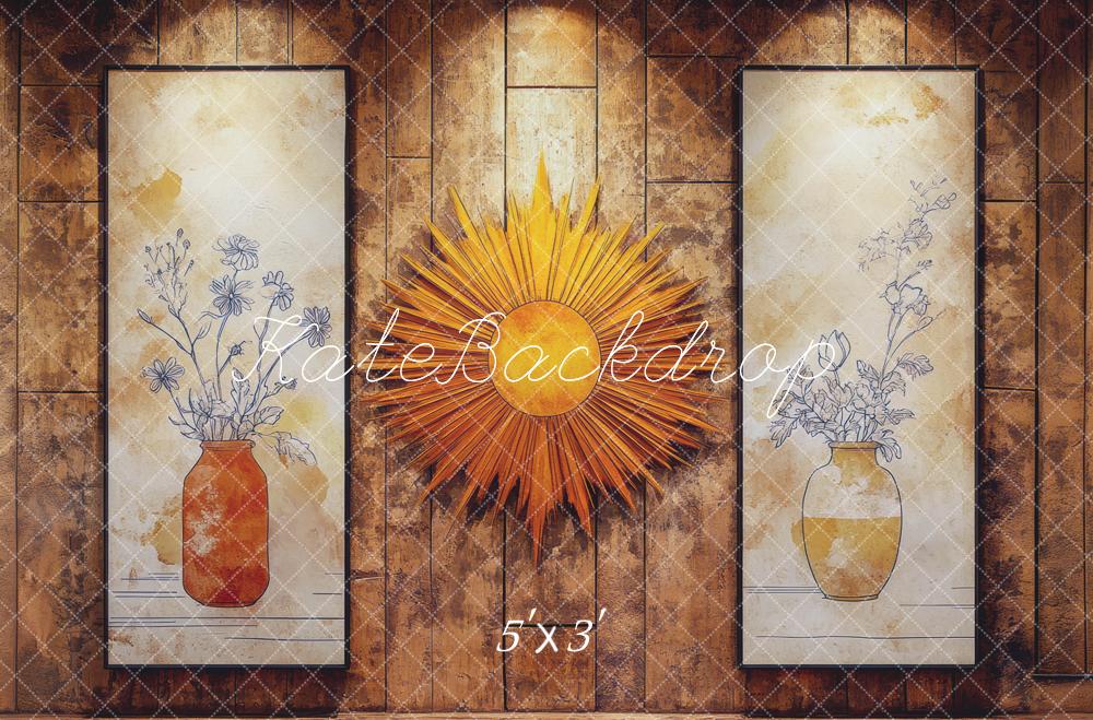 Kate Mur Bois Soleil Vase Cadre Toile de fond conçue par Mini MakeBelieve - Kate Backdrop FR