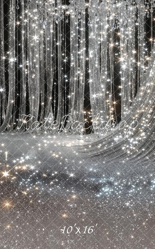 Kate Sweep Mur-à-Sol Cristal Rideaux Argent Toile de fond conçue par Emetselch