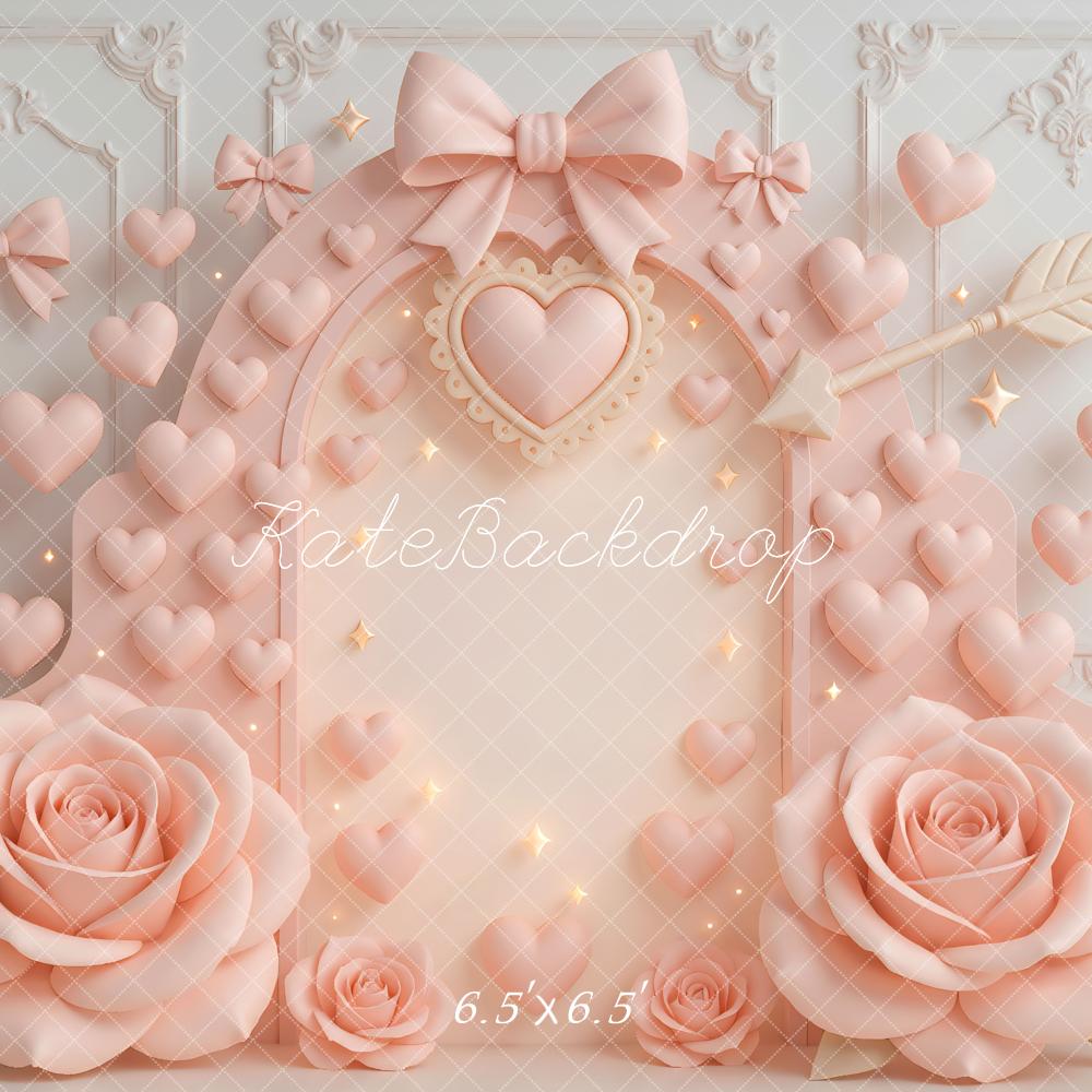 Kate La Saint Valentin Roses Nœuds Cœurs Toile de fond conçue par Mini MakeBelieve