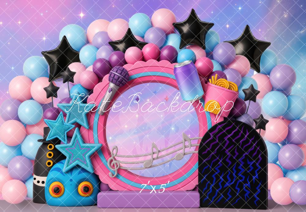 Kate Musique Ballons Étoiles Coloré Toile de fond conçue par Mini MakeBelieve