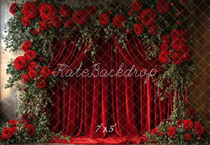 Kate Saint Valentin Rouge Rideau Roses Toile de fond conçue par Emetselch