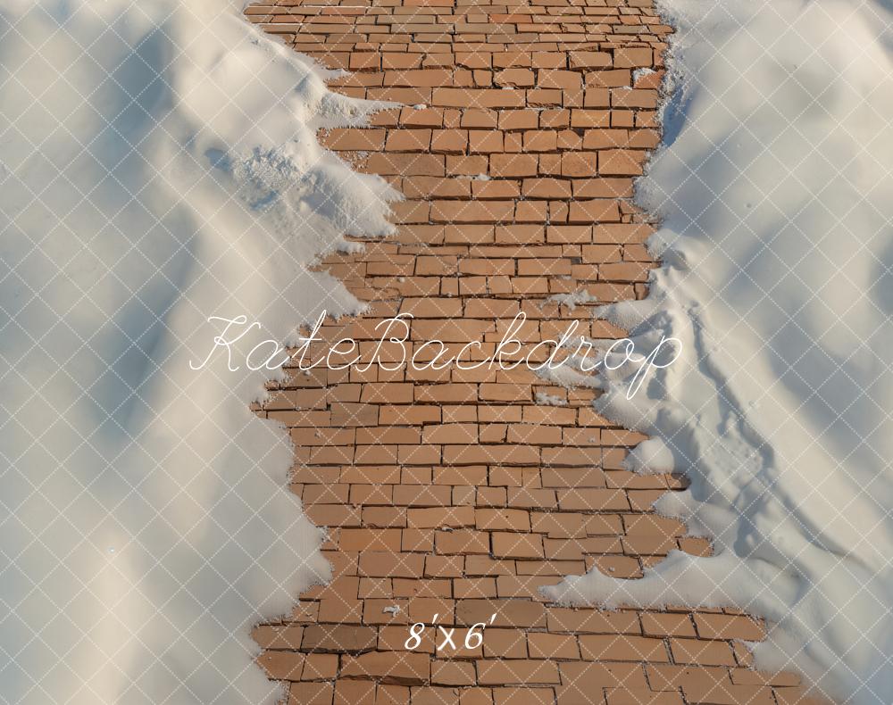 Kate Chemin Briques Neige Sol Toile de fond en Laine conçue par Emetselch - Kate Backdrop FR