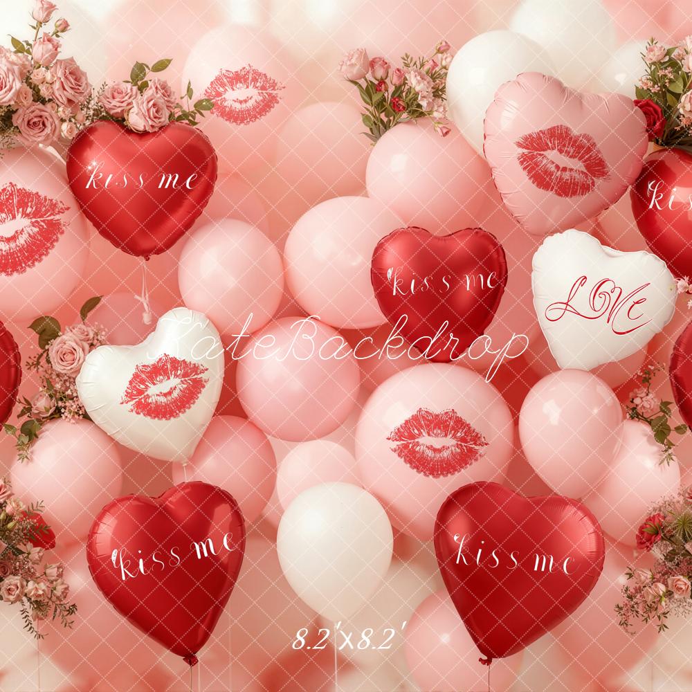 Kate La Saint Valentin Ballons Fleurs Baisers Toile de fond conçue par Emetselch