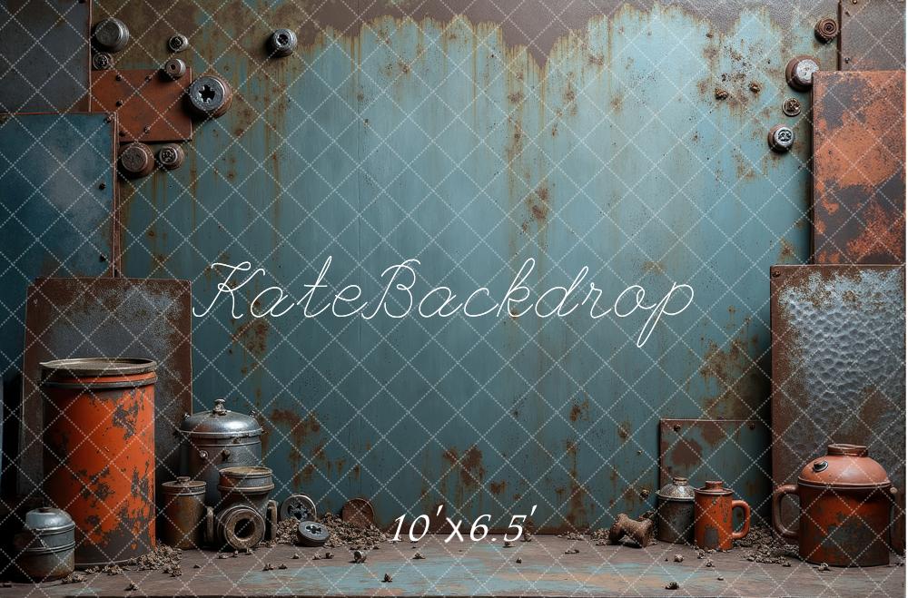Kate Industriel Plaques Métal Usine Toile de fond conçue par Laura Bybee - Kate Backdrop FR