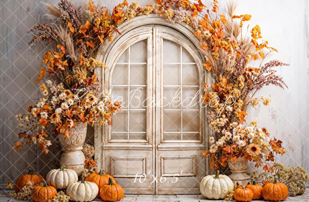 Kate Automne Arche Fleurs Citrouilles Toile de fond conçue par Emetselch