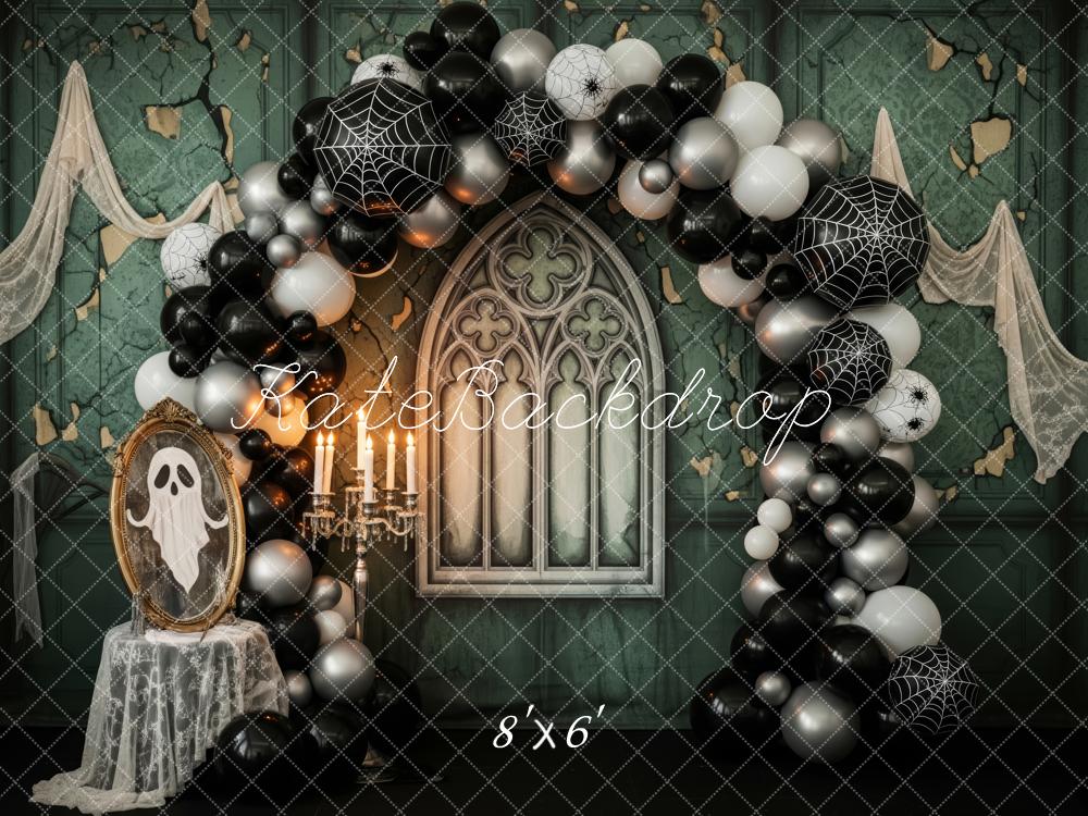 Kate Halloween Arche Ballons Toiles Araignées Toile de fond conçue par Patty Roberts