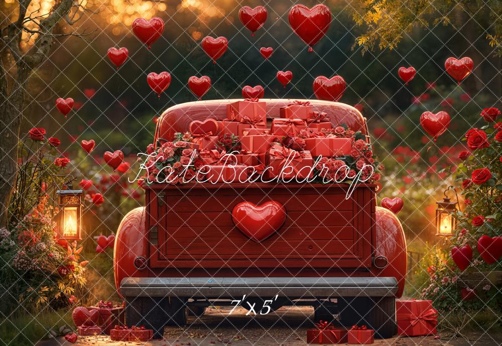 Kate Saint Valentin Voiture Cœurs Roses Toile de fond conçue par Emetselch - Kate Backdrop FR