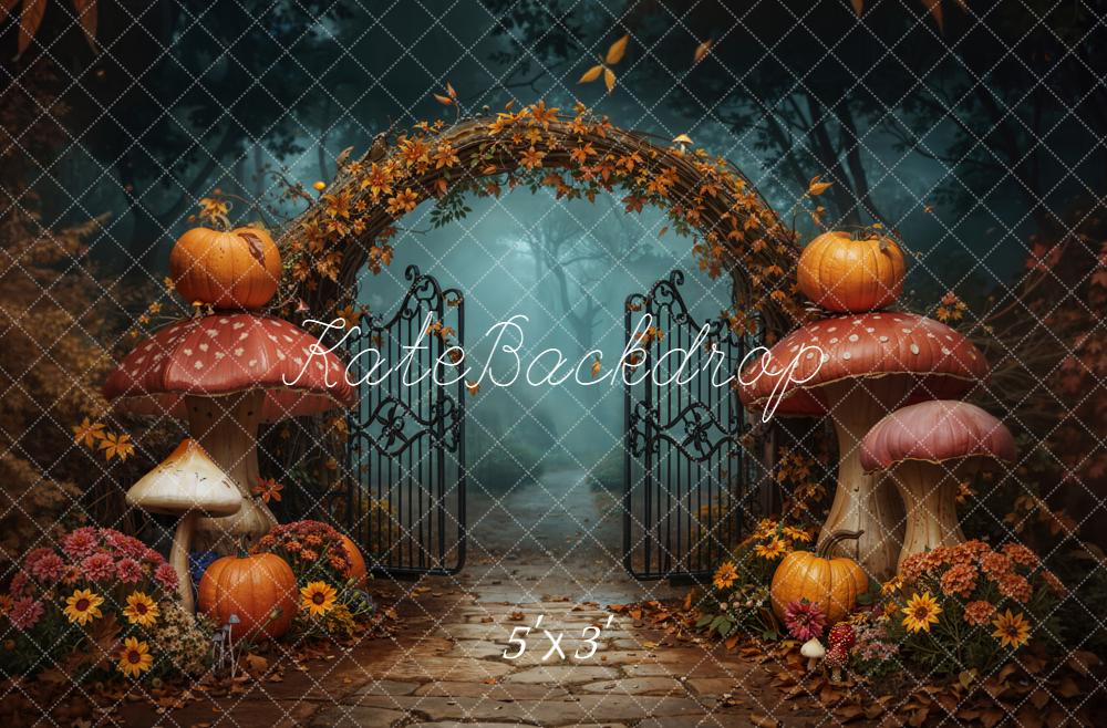 Kate Automne Portail Citrouilles Champignons Toile de fond conçue par Emetselch
