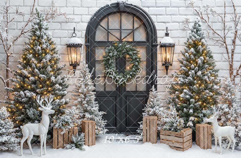 Kate Noël Sapins Neige Porte Toile de fond en Laine conçue par Emetselch